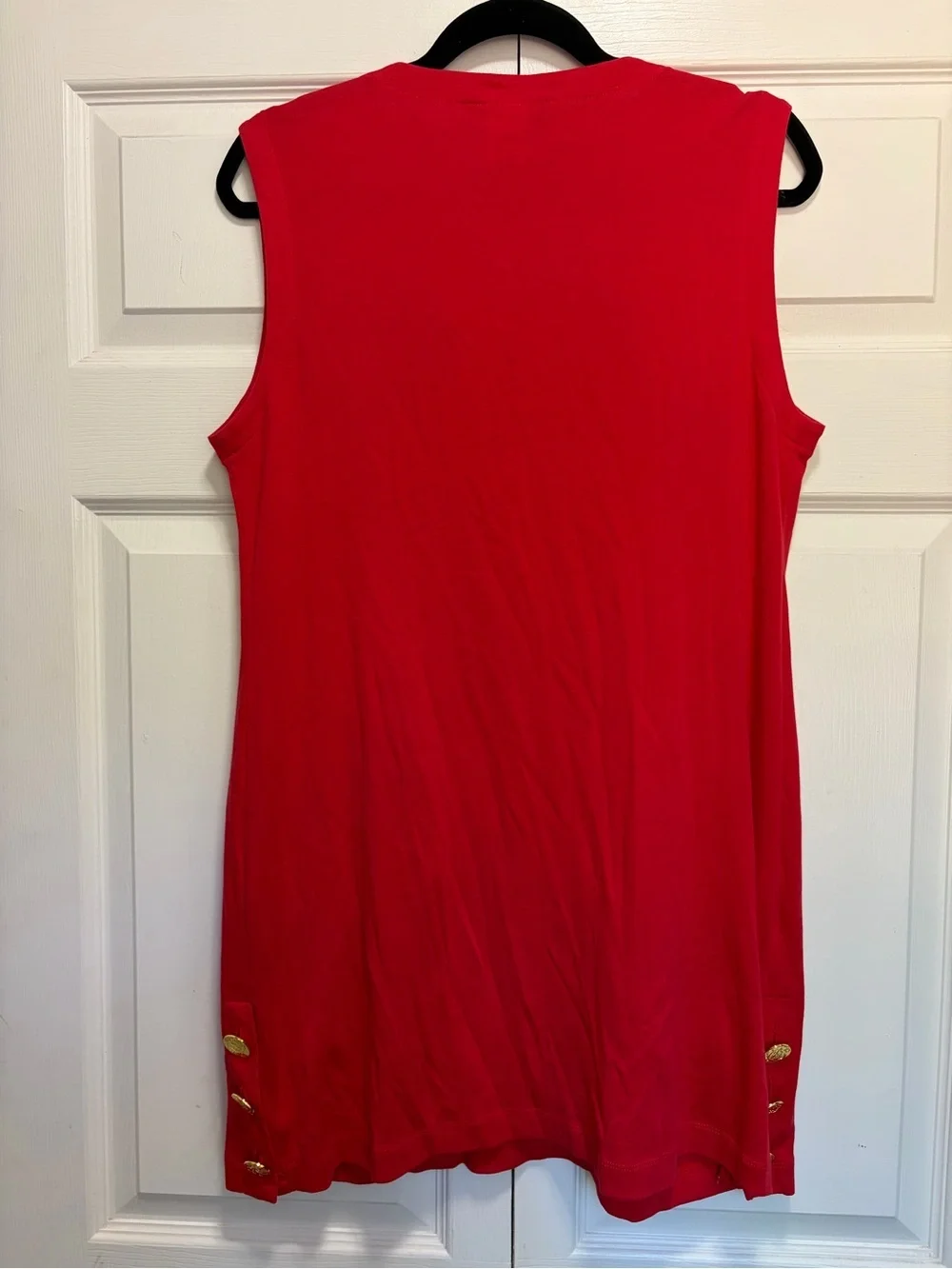 Lauren Ralph Lauren Red dress coverup with pockets M gold side buttons